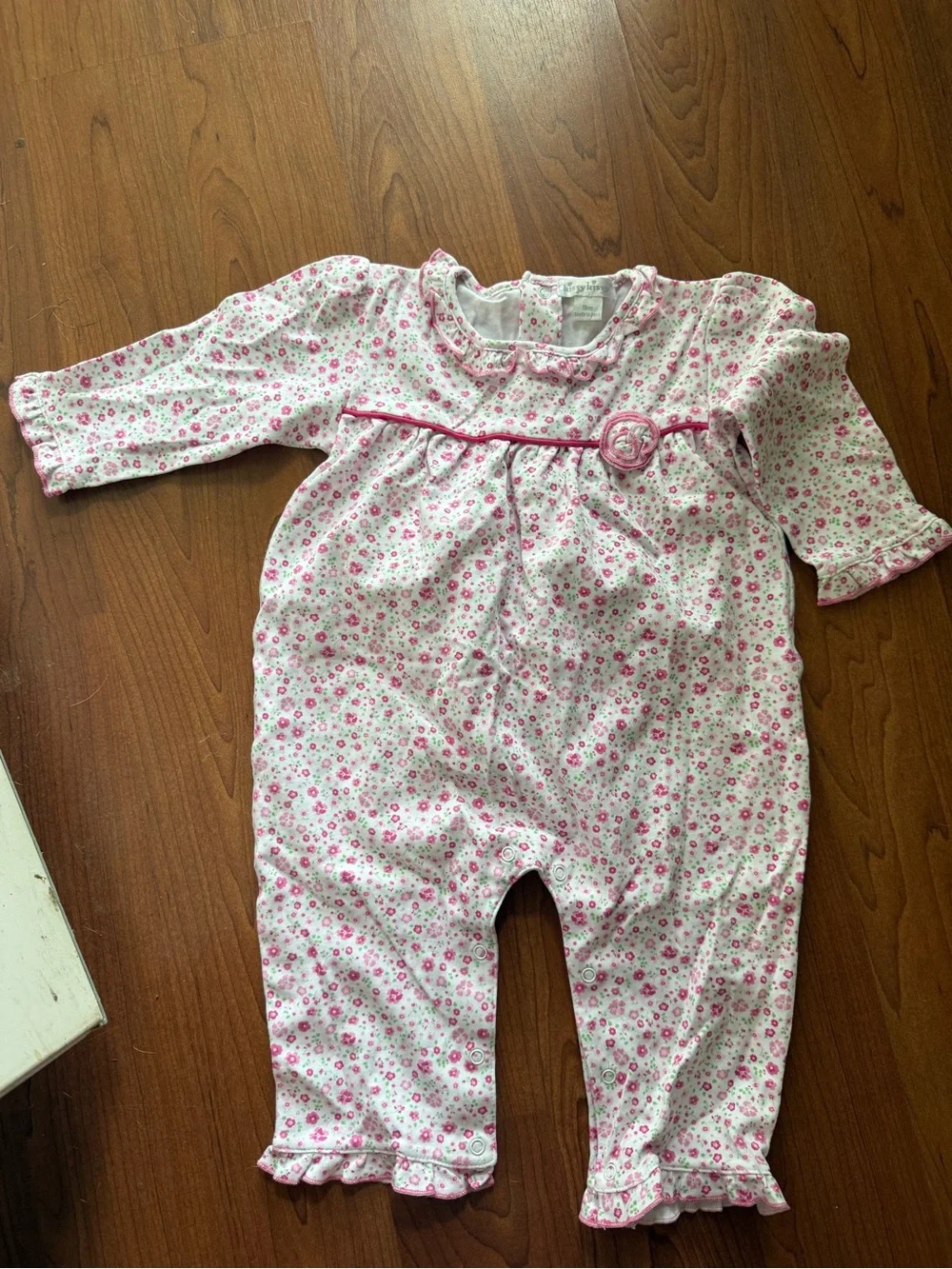 Kissy Kissy Pink Floral Ruffle-Trim Footie